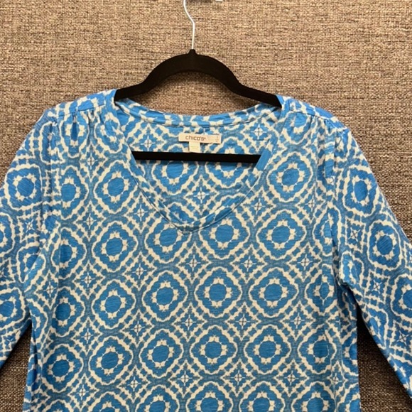Chicos Womens Shirt Size 3 Or XL Geometric Pattern Breathable Summer Comfort - Picture 2 of 12